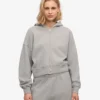 Sudadera con capucha corta y cremallera orgánica - Gris jaspeado