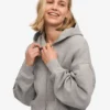 Sudadera con capucha corta y cremallera orgánica - Gris jaspeado