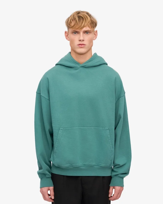 Sudadera con capucha orgánica de corte holgado - Verde pino