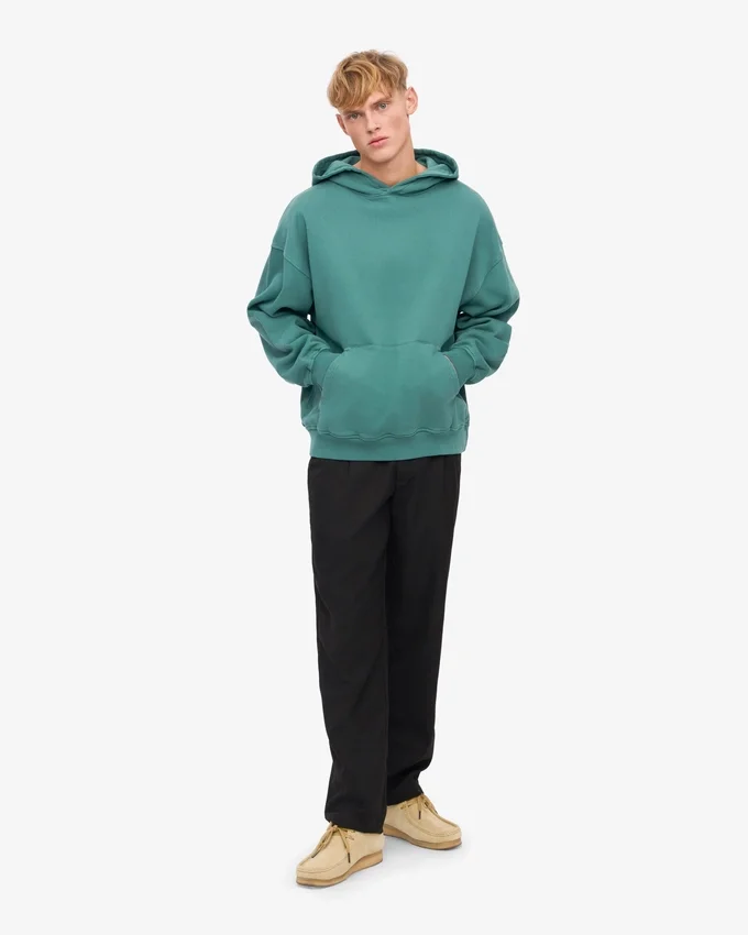 Sudadera con capucha orgánica de corte holgado - Verde pino