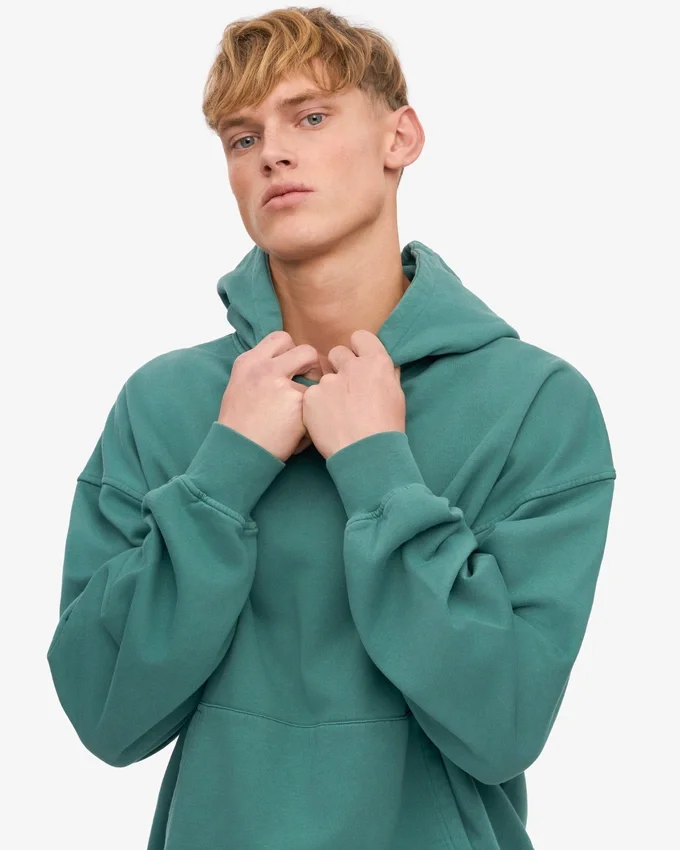 Sudadera con capucha orgánica de corte holgado - Verde pino