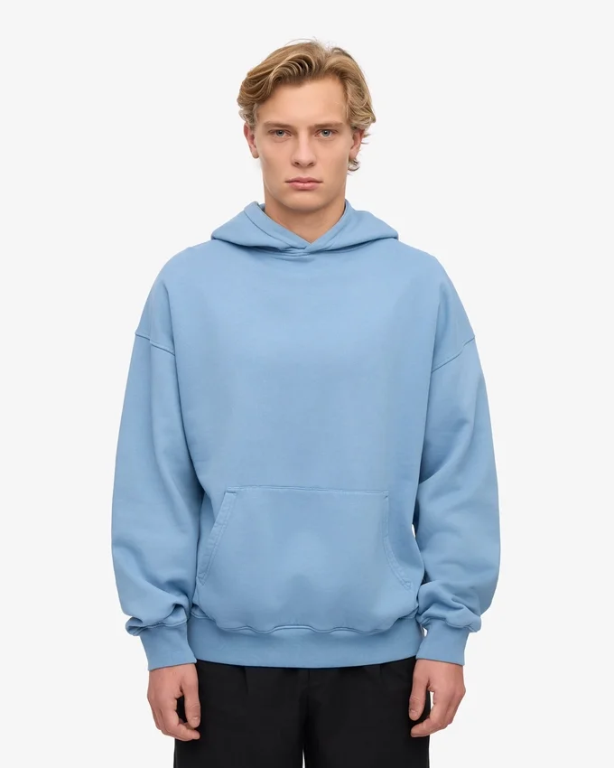 Sudadera con capucha orgánica de corte oversize - Azul mar