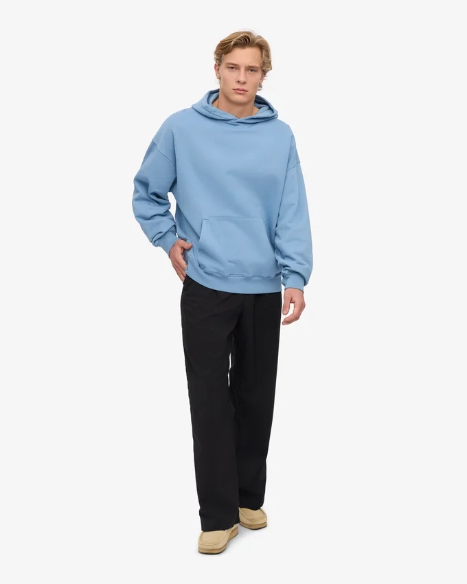Sudadera con capucha orgánica de corte oversize - Azul mar