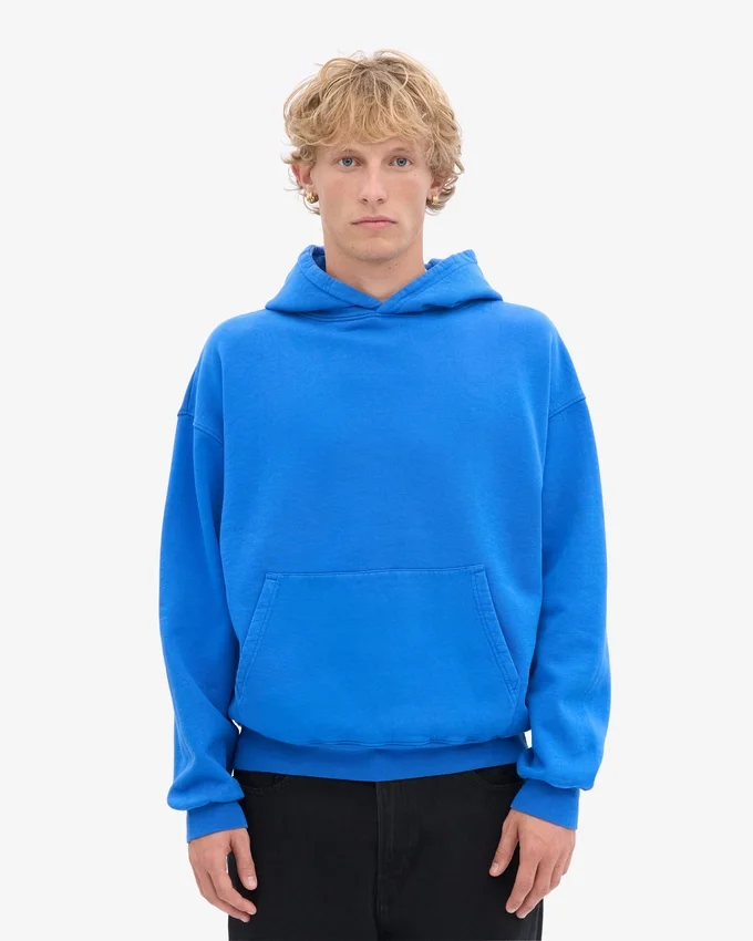 Sudadera con capucha orgánica de corte oversize - Azul zafiro