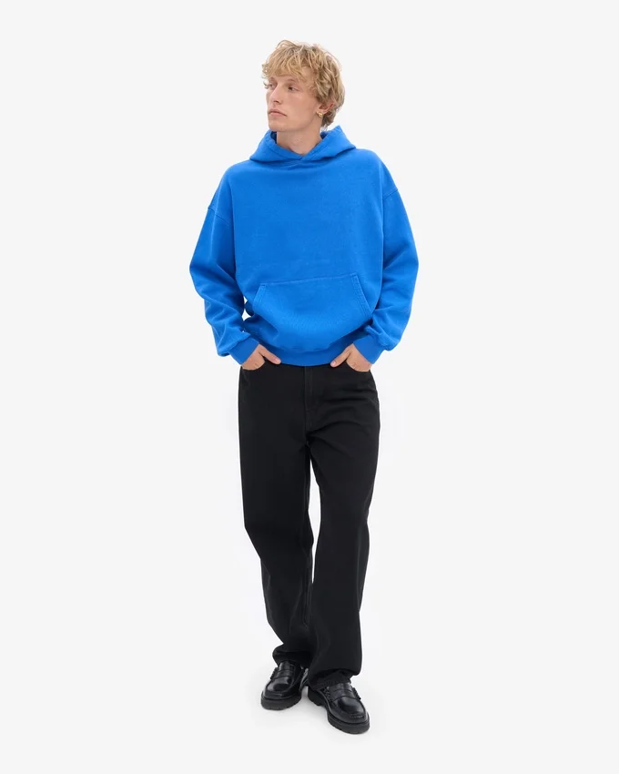 Sudadera con capucha orgánica de corte oversize - Azul zafiro