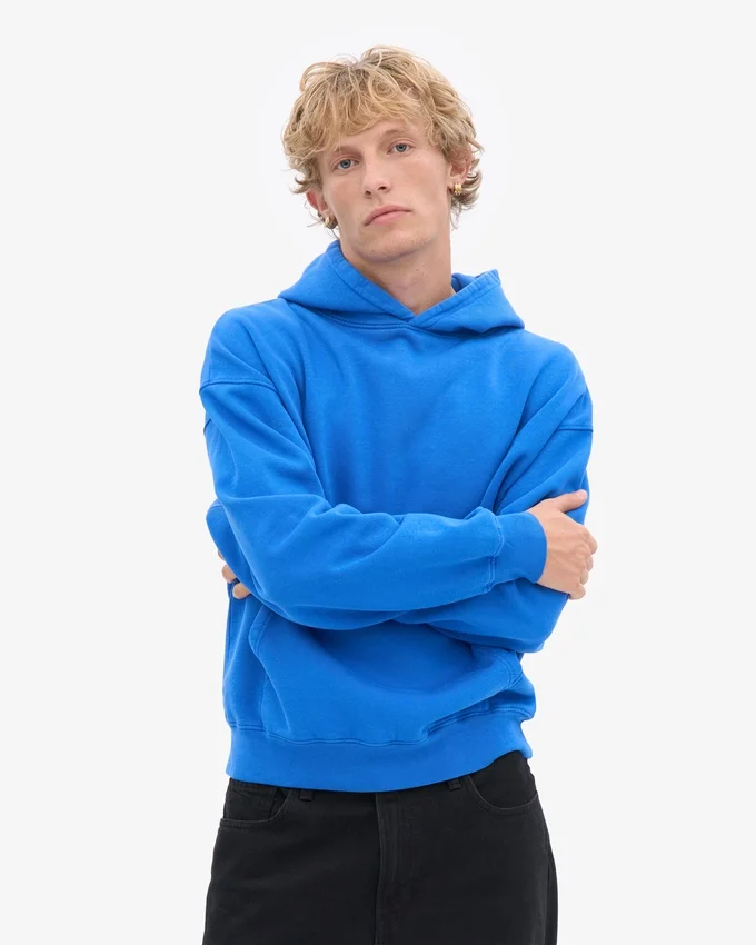 Sudadera con capucha orgánica de corte oversize - Azul zafiro