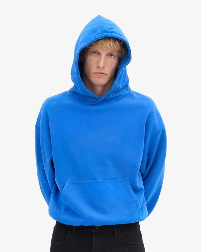 Sudadera con capucha orgánica de corte oversize - Azul zafiro
