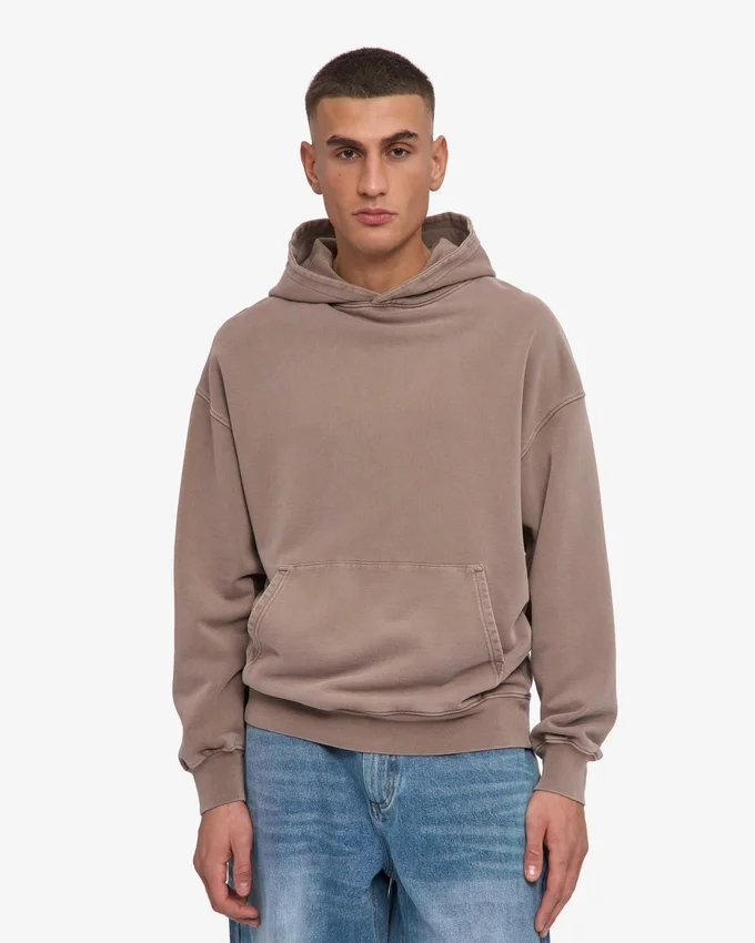 Sudadera con capucha orgánica de corte oversize - Caqui descolorido