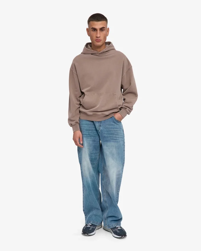Sudadera con capucha orgánica de corte oversize - Caqui descolorido