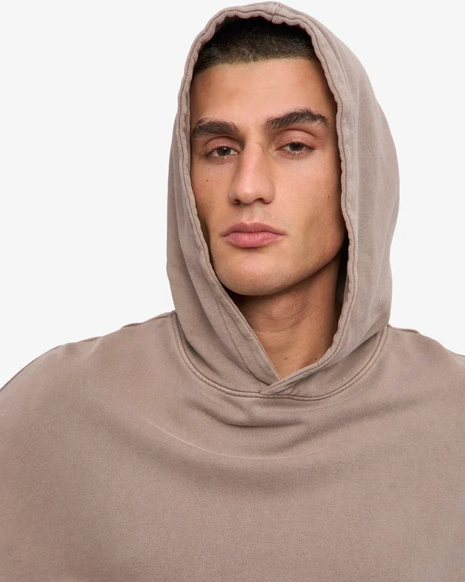 Sudadera con capucha orgánica de corte oversize - Caqui descolorido