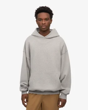 Sudadera con capucha orgánica de corte oversize – Gris jaspeado