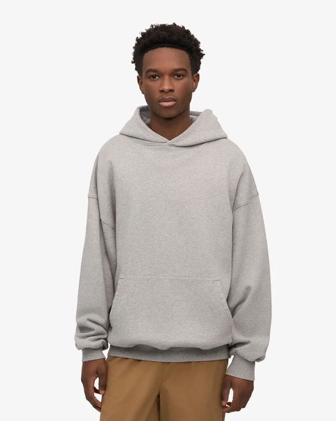 Sudadera con capucha orgánica de corte oversize - Gris jaspeado