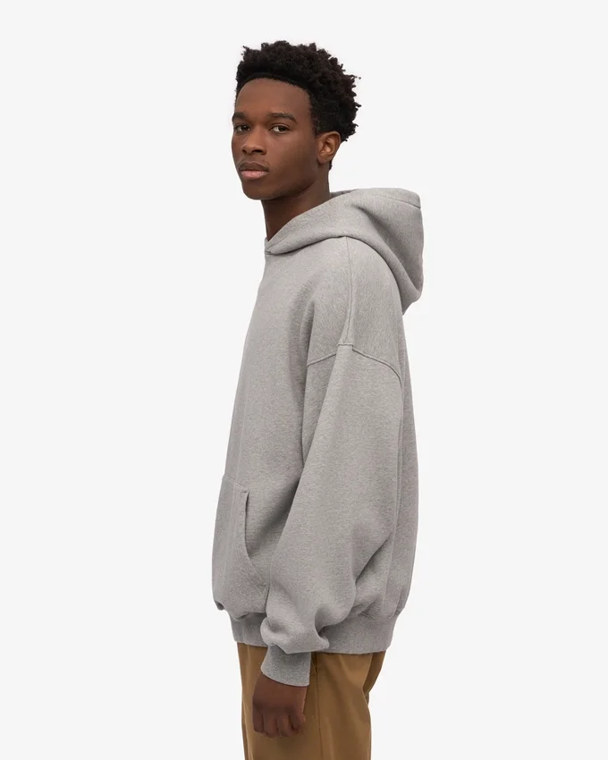 Sudadera con capucha orgánica de corte oversize - Gris jaspeado