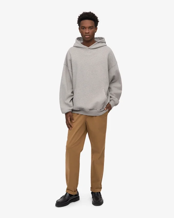 Sudadera con capucha orgánica de corte oversize - Gris jaspeado