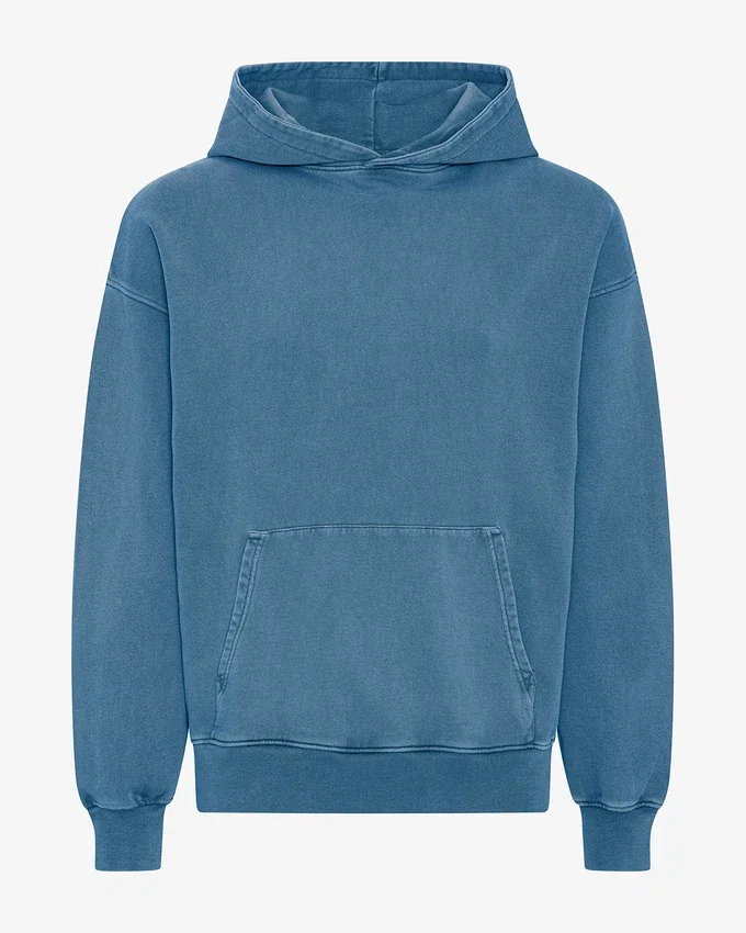 Sudadera con capucha orgánica de corte oversize - Índigo descolorido