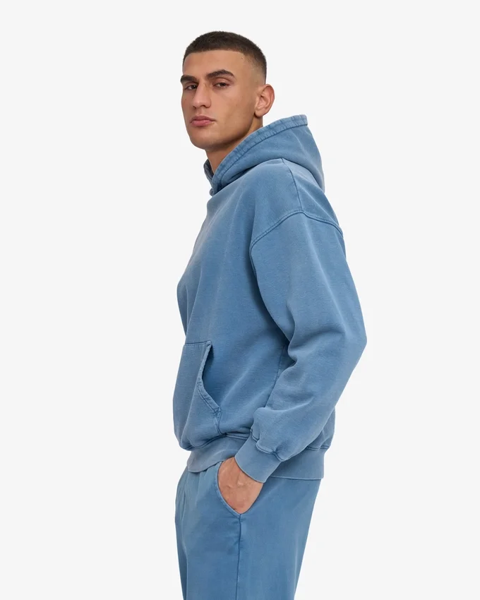 Sudadera con capucha orgánica de corte oversize - Índigo descolorido