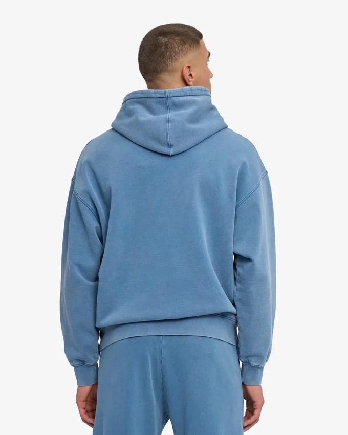 Sudadera con capucha orgánica de corte oversize - Índigo descolorido