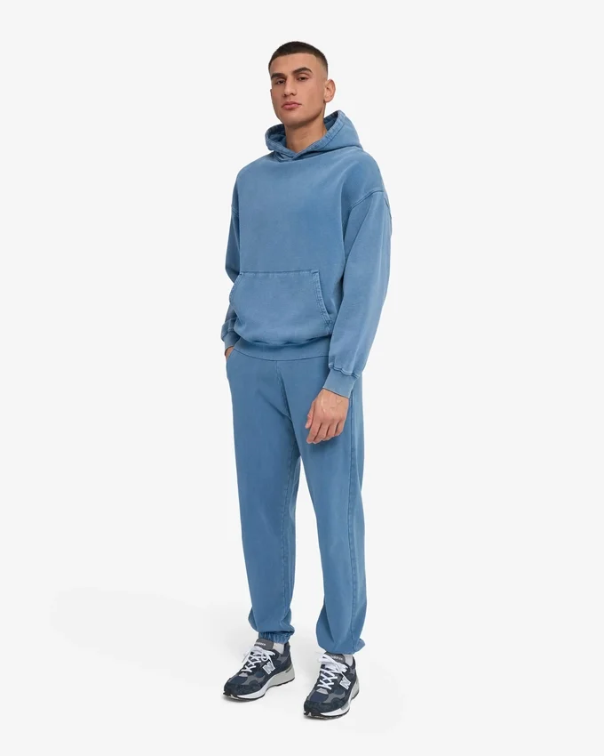 Sudadera con capucha orgánica de corte oversize - Índigo descolorido