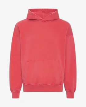 Sudadera con capucha orgánica de corte oversize - Rojo descolorido