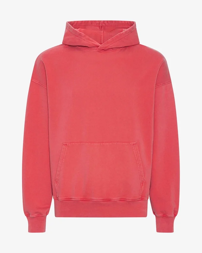 Sudadera con capucha orgánica de corte oversize - Rojo descolorido