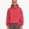 Sudadera con capucha orgánica de corte oversize - Rojo descolorido