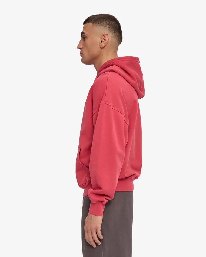 Sudadera con capucha orgánica de corte oversize - Rojo descolorido