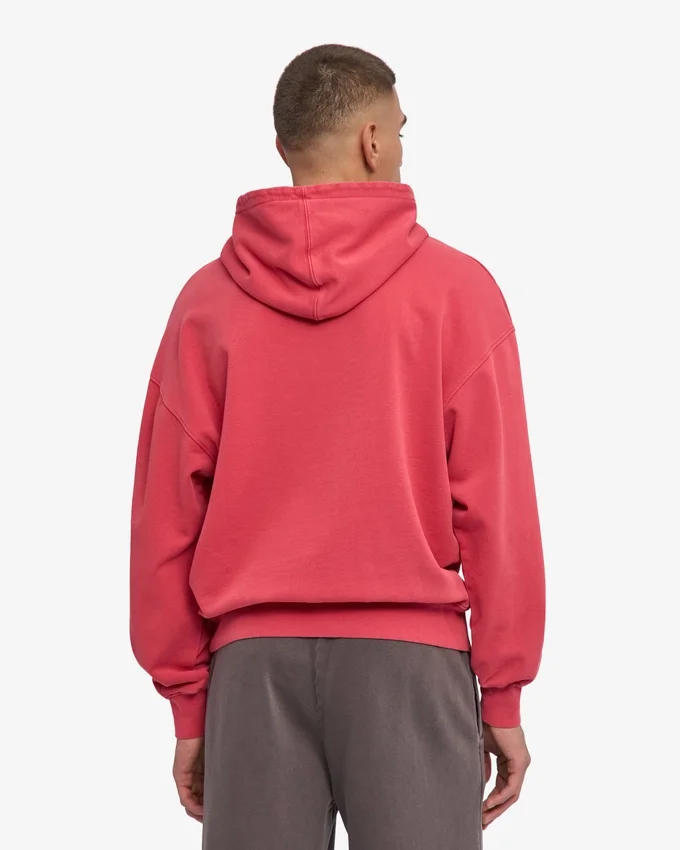 Sudadera con capucha orgánica de corte oversize - Rojo descolorido