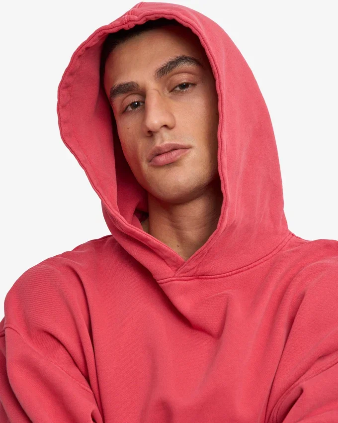 Sudadera con capucha orgánica de corte oversize - Rojo descolorido