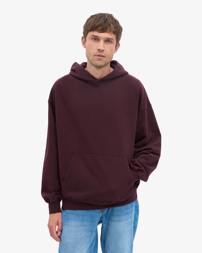 Sudadera con capucha orgánica de corte oversize - Rojo sangre de buey