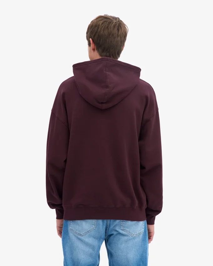 Sudadera con capucha orgánica de corte oversize - Rojo sangre de buey