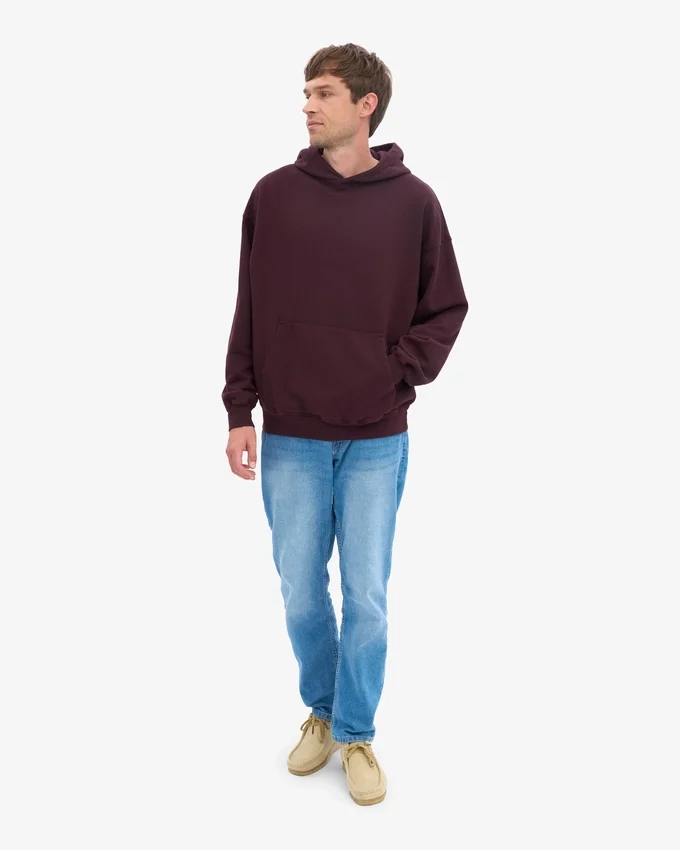 Sudadera con capucha orgánica de corte oversize - Rojo sangre de buey