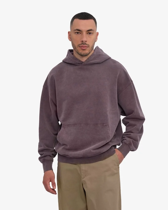 Sudadera con capucha orgánica de corte oversize - Uva descolorida