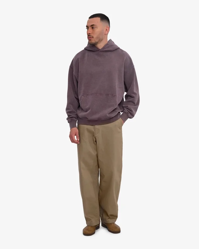 Sudadera con capucha orgánica de corte oversize - Uva descolorida