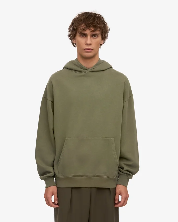 Sudadera con capucha orgánica de corte oversize - Verde oliva apagado