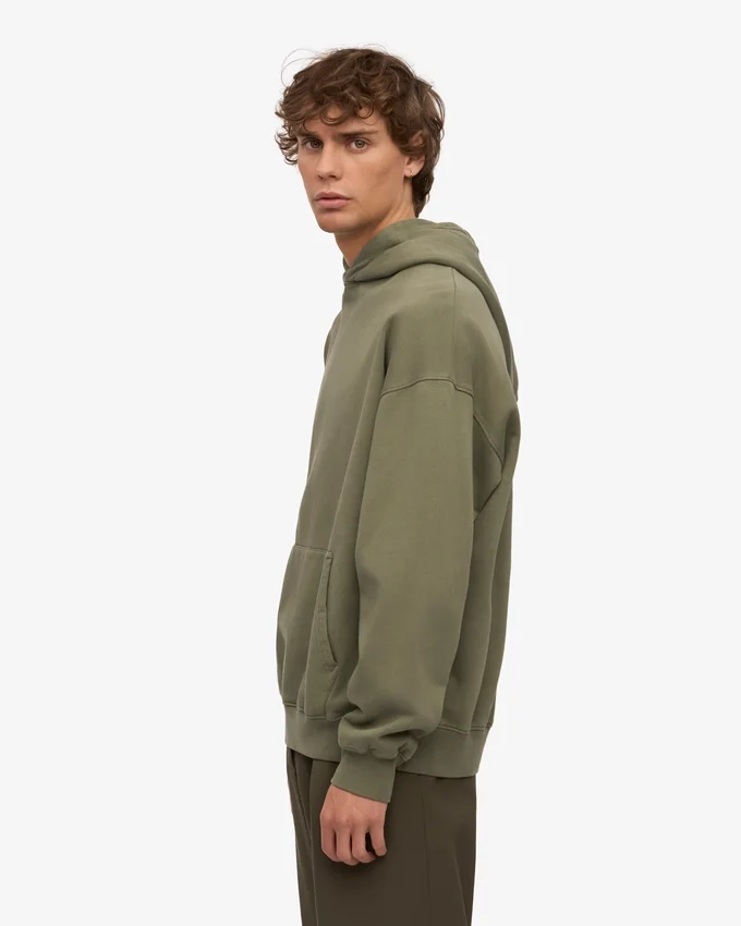 Sudadera con capucha orgánica de corte oversize - Verde oliva apagado
