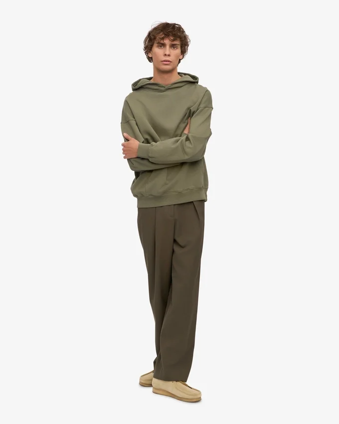 Sudadera con capucha orgánica de corte oversize - Verde oliva apagado