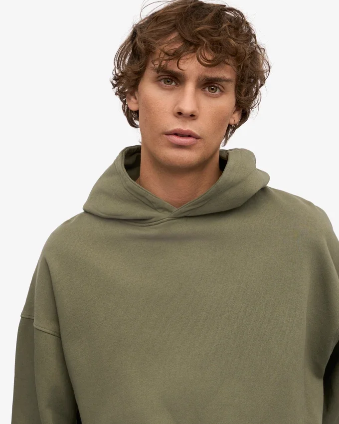 Sudadera con capucha orgánica de corte oversize - Verde oliva apagado