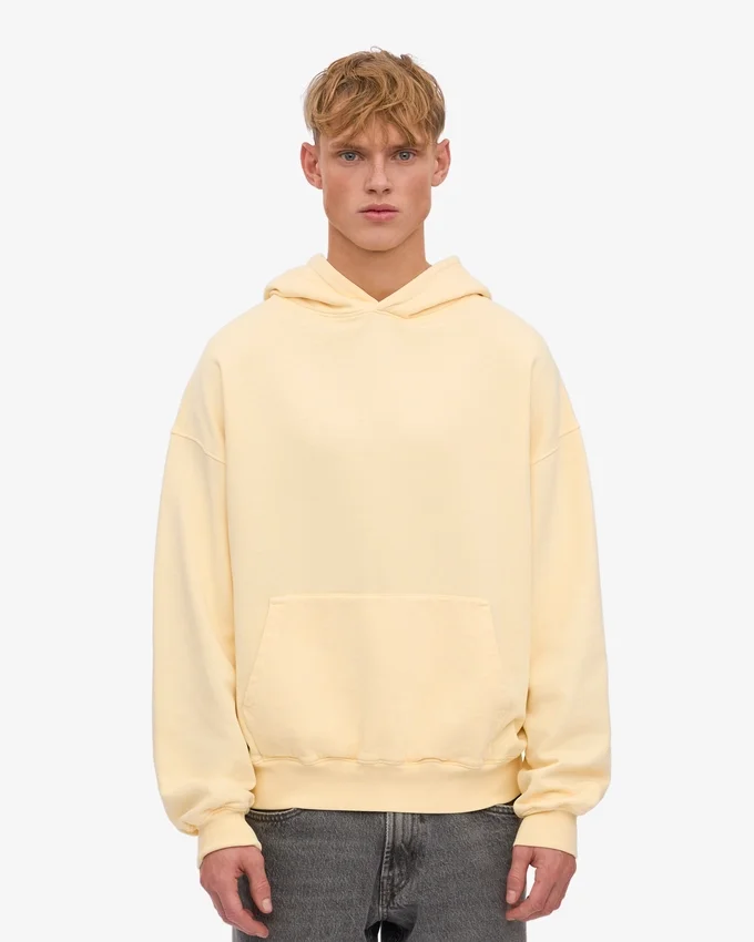 Sudadera con capucha orgánica de talla grande - Amarillo suave