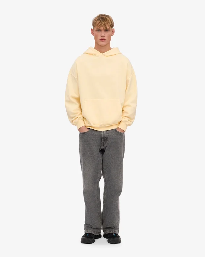 Sudadera con capucha orgánica de talla grande - Amarillo suave