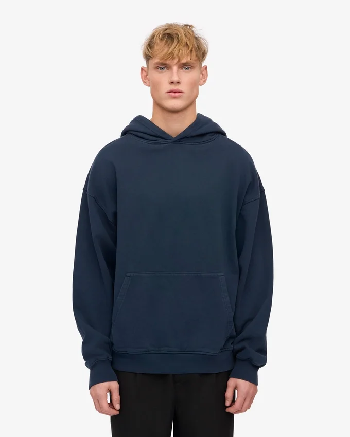 Sudadera con capucha orgánica de talla grande - Azul marino