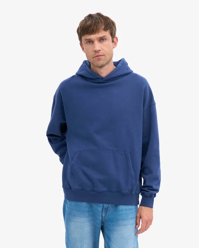 Sudadera con capucha orgánica de talla grande - Azul marino