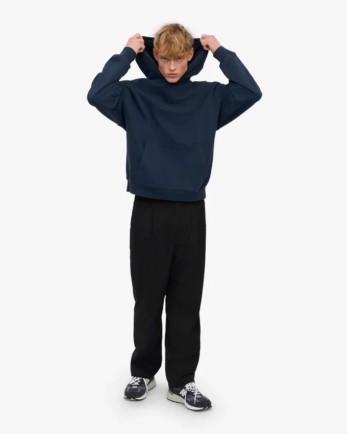 Sudadera con capucha orgánica de talla grande - Azul marino