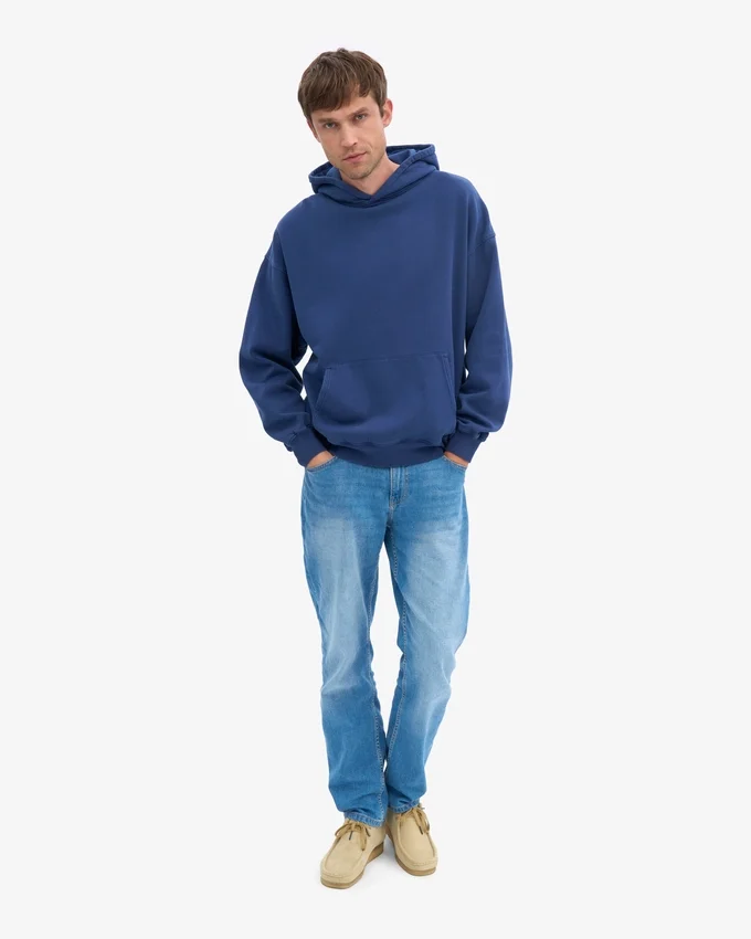 Sudadera con capucha orgánica de talla grande - Azul marino
