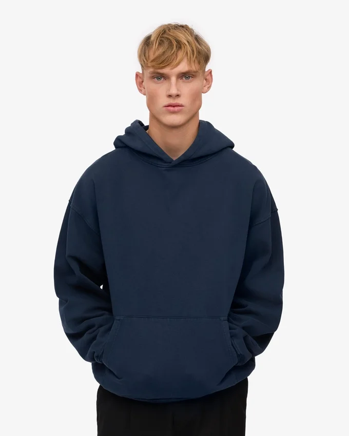 Sudadera con capucha orgánica de talla grande - Azul marino