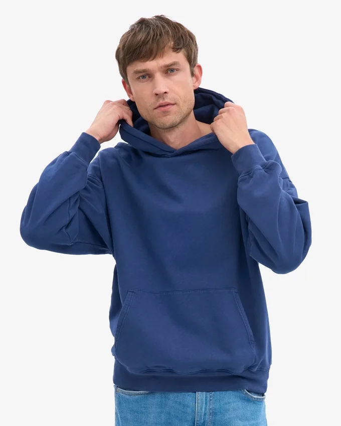 Sudadera con capucha orgánica de talla grande - Azul marino