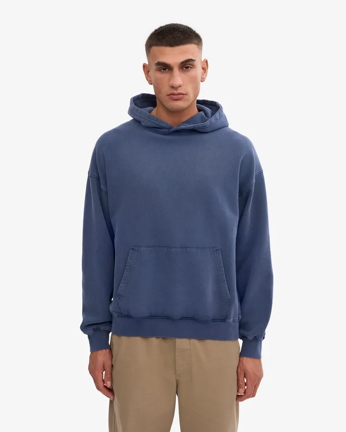 Sudadera con capucha orgánica de talla grande - Azul Neptuno