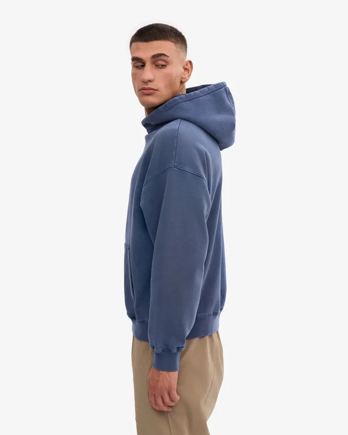 Sudadera con capucha orgánica de talla grande - Azul Neptuno