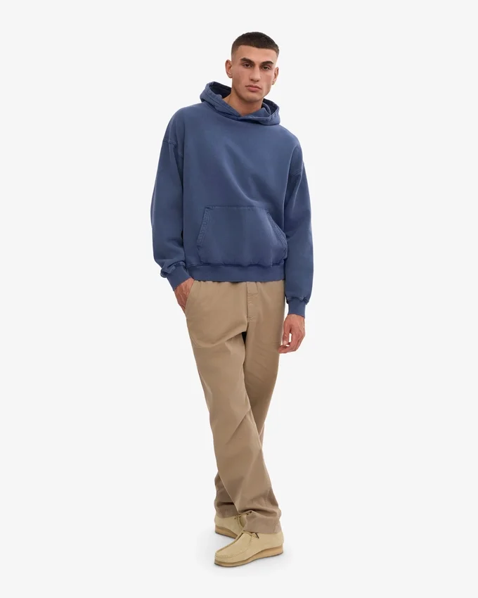 Sudadera con capucha orgánica de talla grande - Azul Neptuno