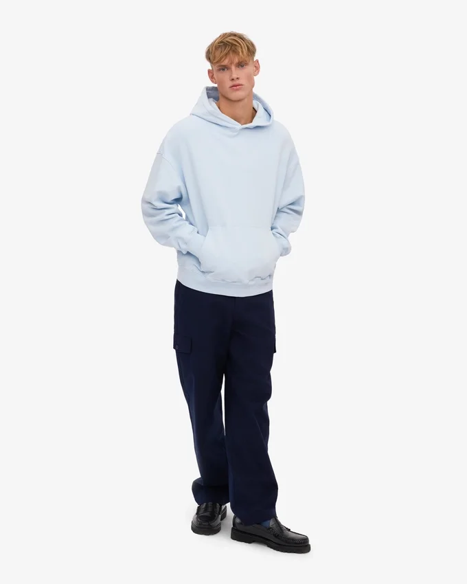 Sudadera con capucha orgánica de talla grande - Azul polar