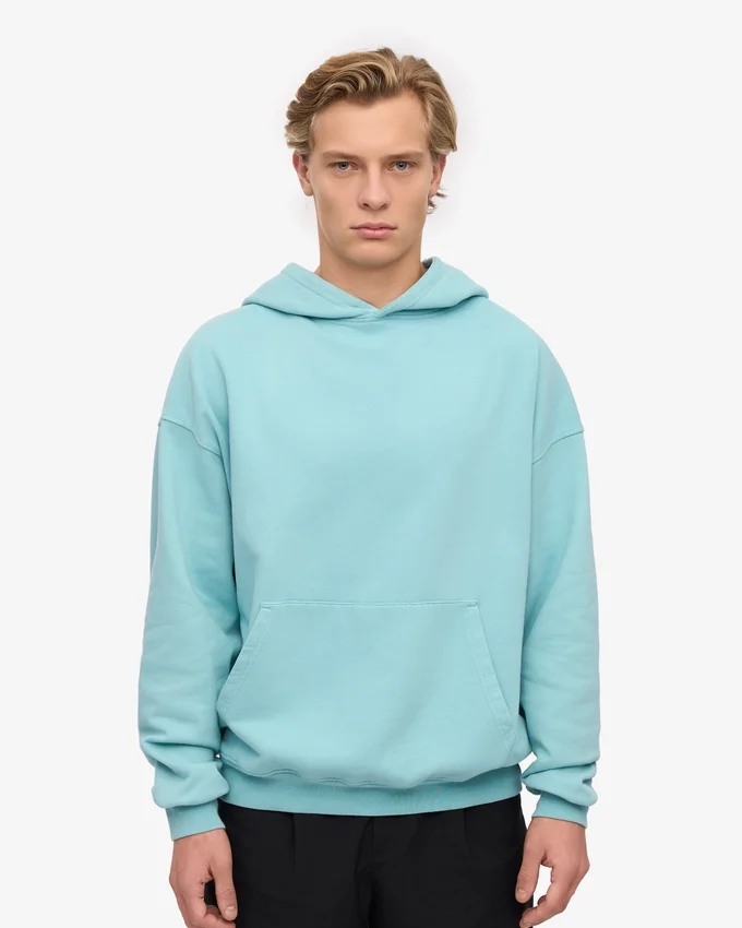 Sudadera con capucha orgánica de talla grande - Azul verde